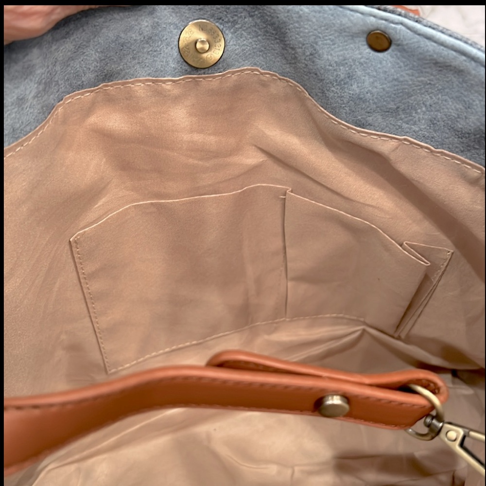 Blue Faux Leather Convertible HOBO Bag - Picture 10 of 14